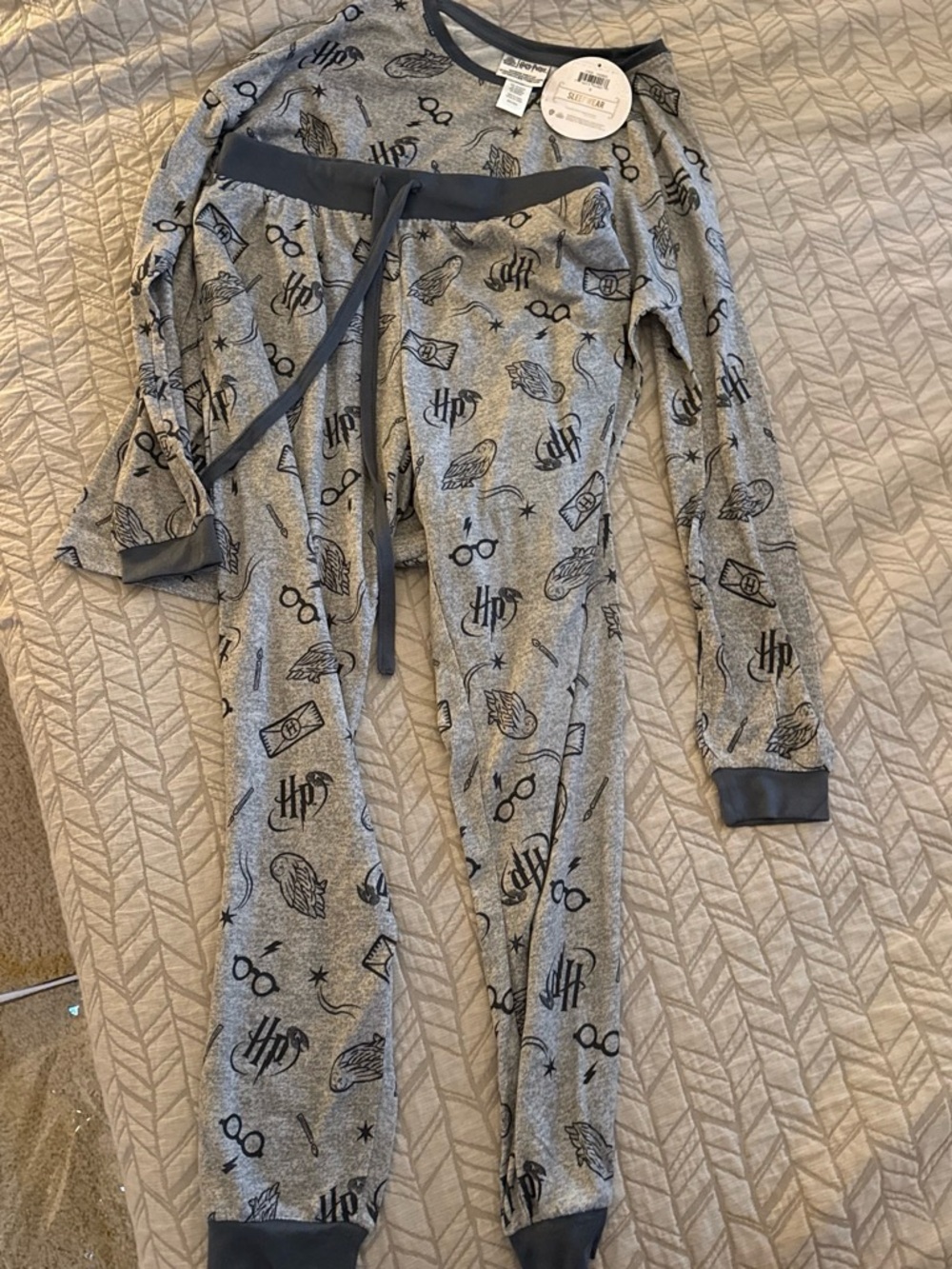 Warner Bros. Grey Harry Potter Print Kids Pajama Set